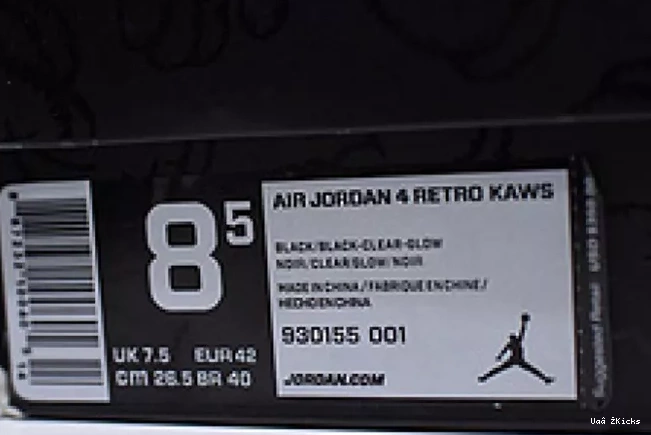 retro 4 Vibrant kaws 2906 930155- black Air Nike Jordan 540 0619